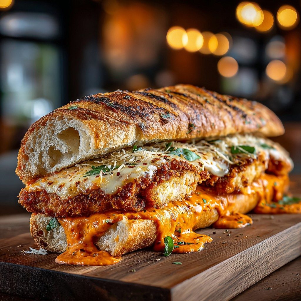 Vodka Chicken Parm On Garlic Bread.
