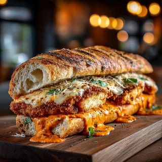 Vodka Chicken Parm On Garlic Bread