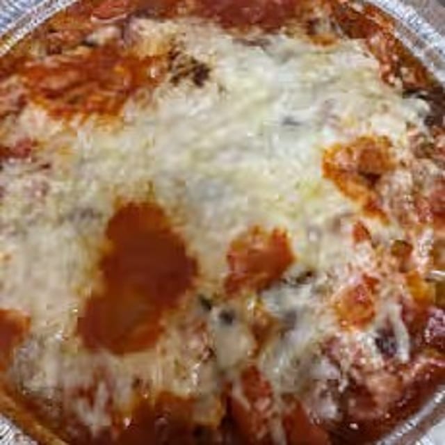 Vegan Baked Ziti Parm Tray.