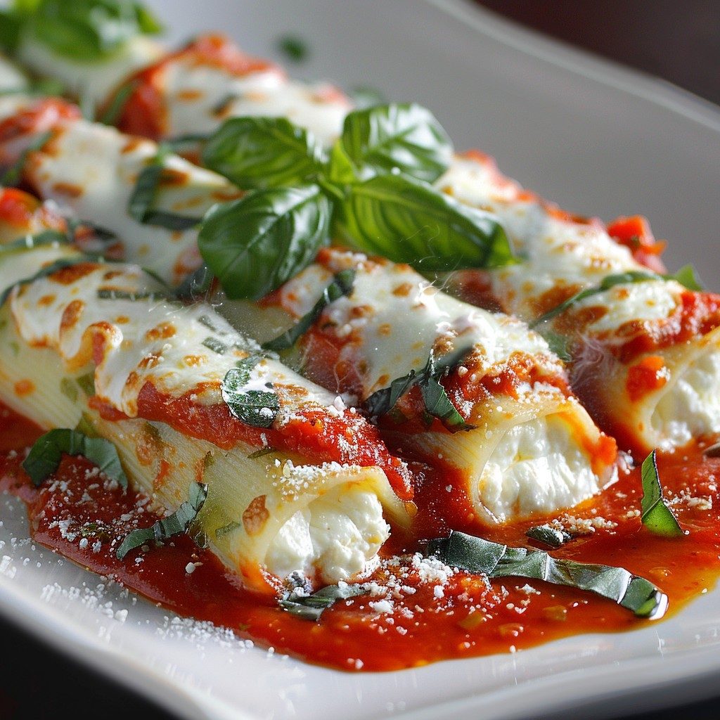 Cheese Manicotti Parmigiana.